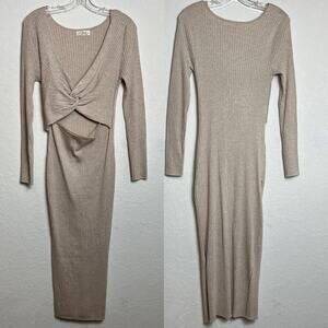 Love Always By FCT Bodycon Dress cut out front slit on side Size XL, ribbed knit